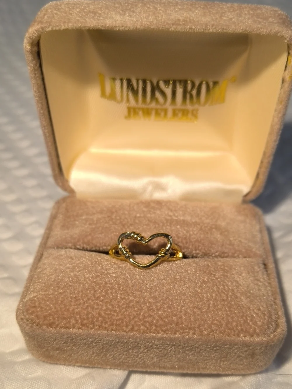 Gold Heart Ring - Delicate Open Heart Design Size 6.5 L12